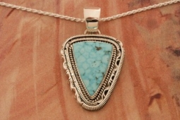 High Grade Kingman Turquoise Pendant by Navajo Artist Artie Yellowhorse